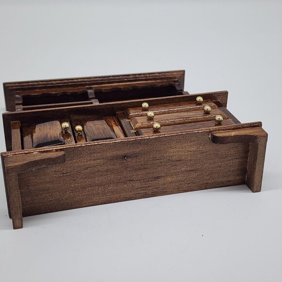 Vintage Concord Miniatures Wooden China Cabinet With Drawers & Mirror 1:1 Scale - Picture 9 of 10